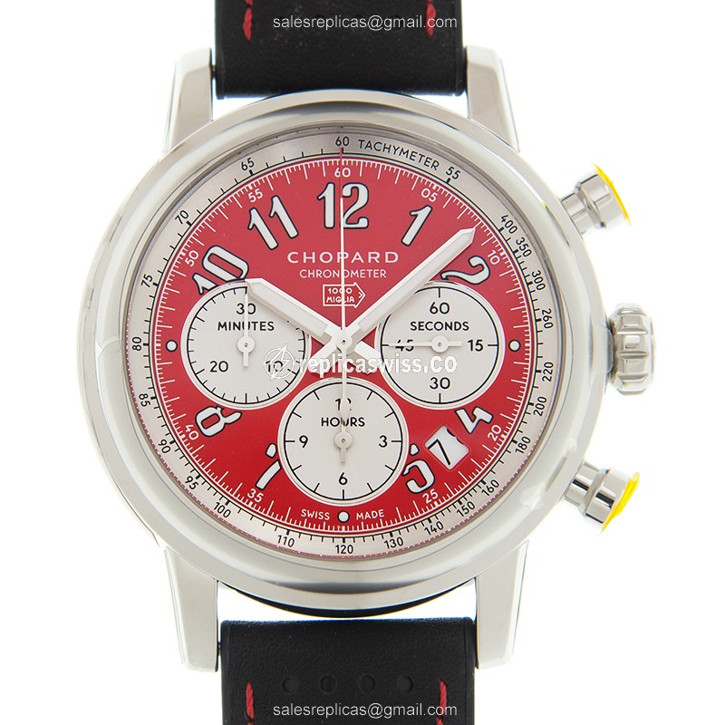 Chopard Replica MILLE MIGLIA GT - Automatic - Red Dial - Steel Case - Black Leather Strap - Luxury Replica MILLE MIGLIA GT XL Watch